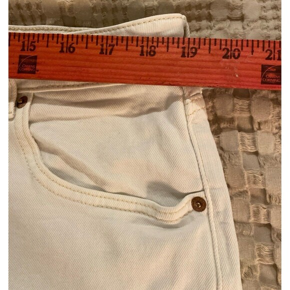 H&M Capri Cropped Pants Womens Sz 18 White Denim Fringed Wide Leg Casual Boho - Picture 6 of 12